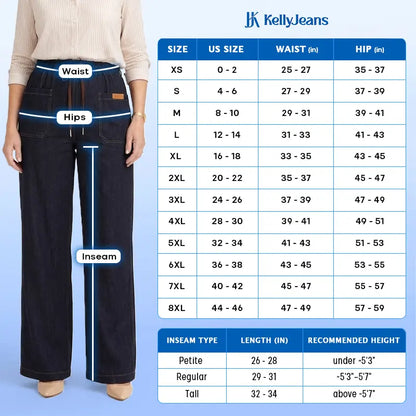 KellyJeans - Women’s Cooling Pull-On Stretch Denim Jeans – Lightweight Elastic Waist Comfort Fit