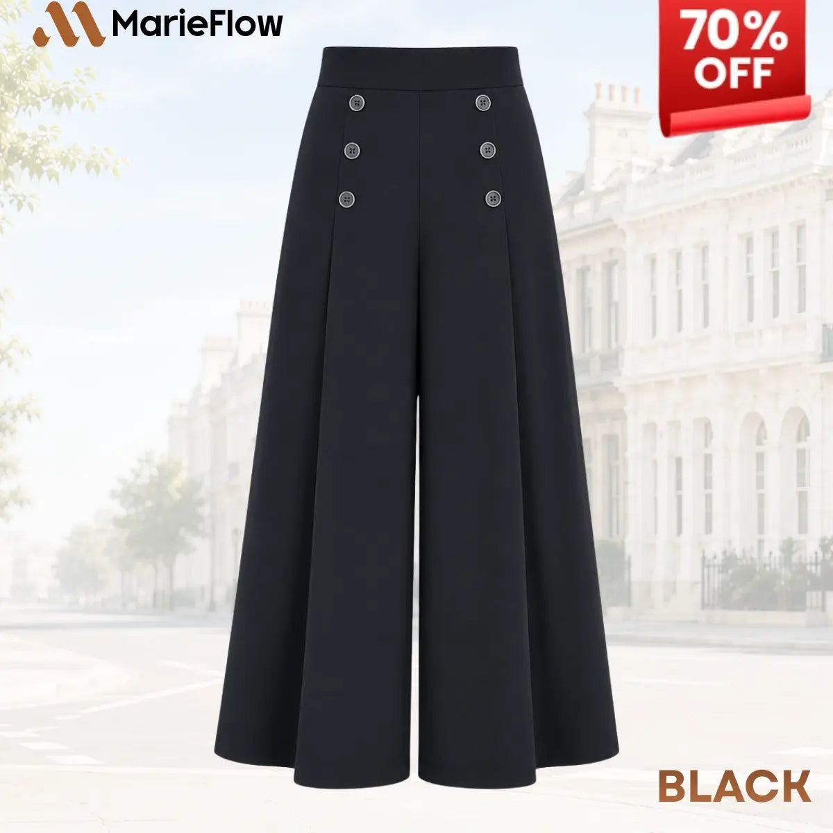 MarieFlow - Soft Flowy High-Waist Women's Airy Skirt-Look Culotte Pants