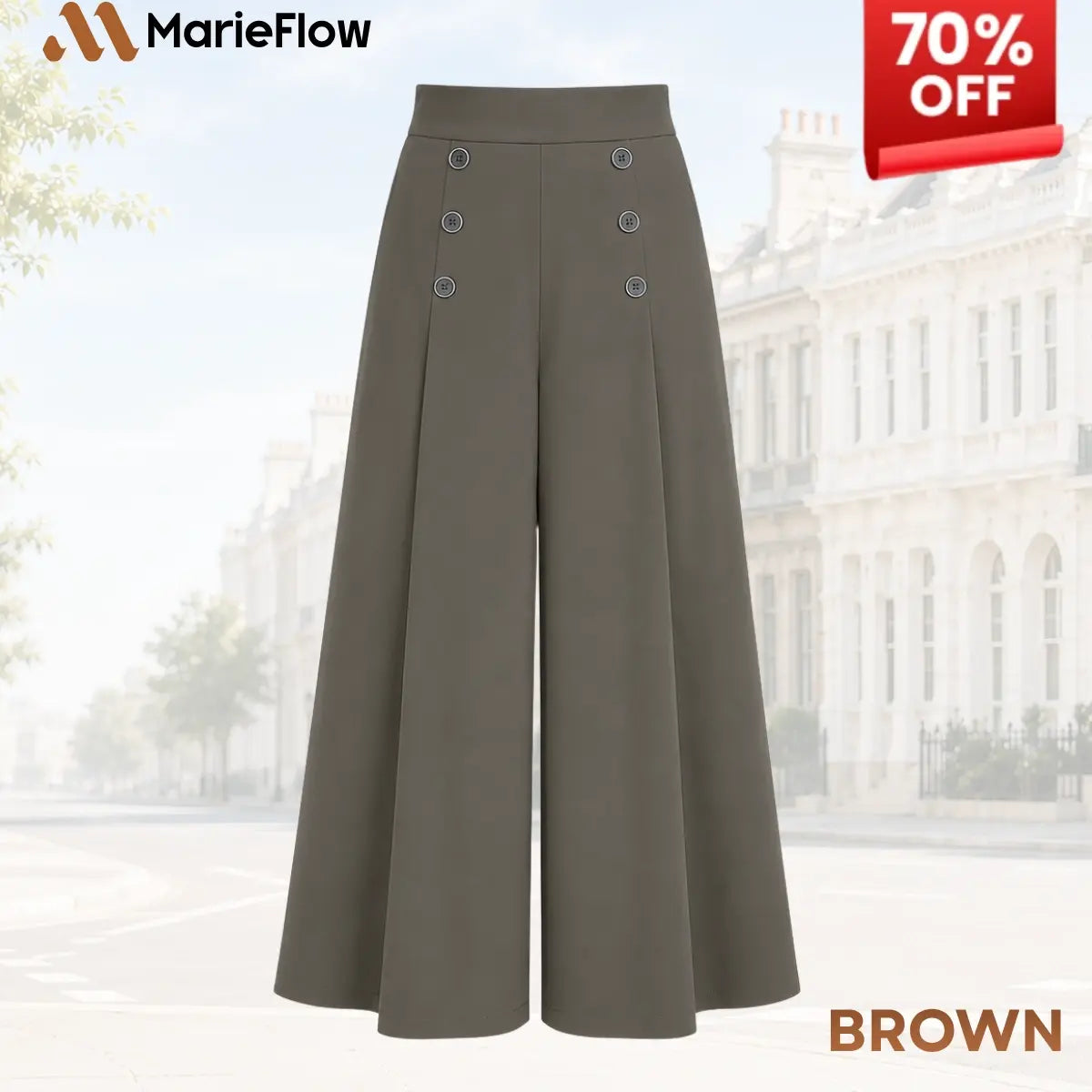 MarieFlow - Soft Flowy High-Waist Women's Airy Skirt-Look Culotte Pants