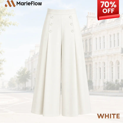 MarieFlow - Soft Flowy High-Waist Women's Airy Skirt-Look Culotte Pants