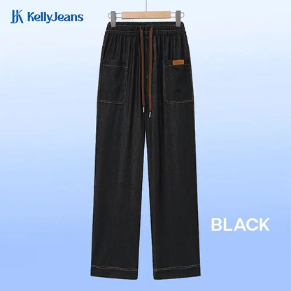 KellyJeans - Women’s Cooling Pull-On Stretch Denim Jeans – Lightweight Elastic Waist Comfort Fit