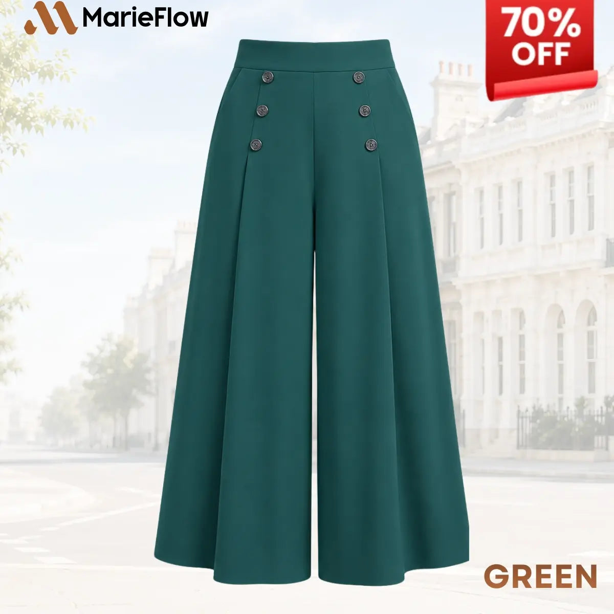MarieFlow - Soft Flowy High-Waist Women's Airy Skirt-Look Culotte Pants