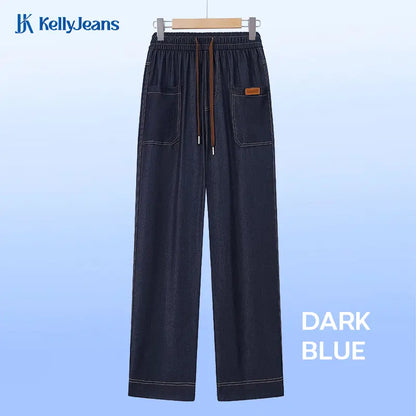 KellyJeans - Women’s Cooling Pull-On Stretch Denim Jeans – Lightweight Elastic Waist Comfort Fit