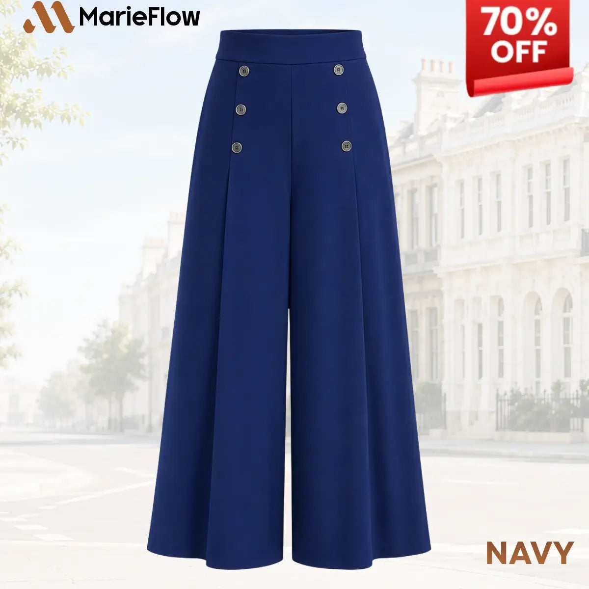MarieFlow - Soft Flowy High-Waist Women's Airy Skirt-Look Culotte Pants