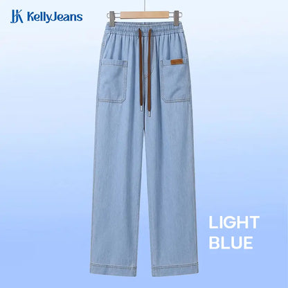 KellyJeans - Women’s Cooling Pull-On Stretch Denim Jeans – Lightweight Elastic Waist Comfort Fit