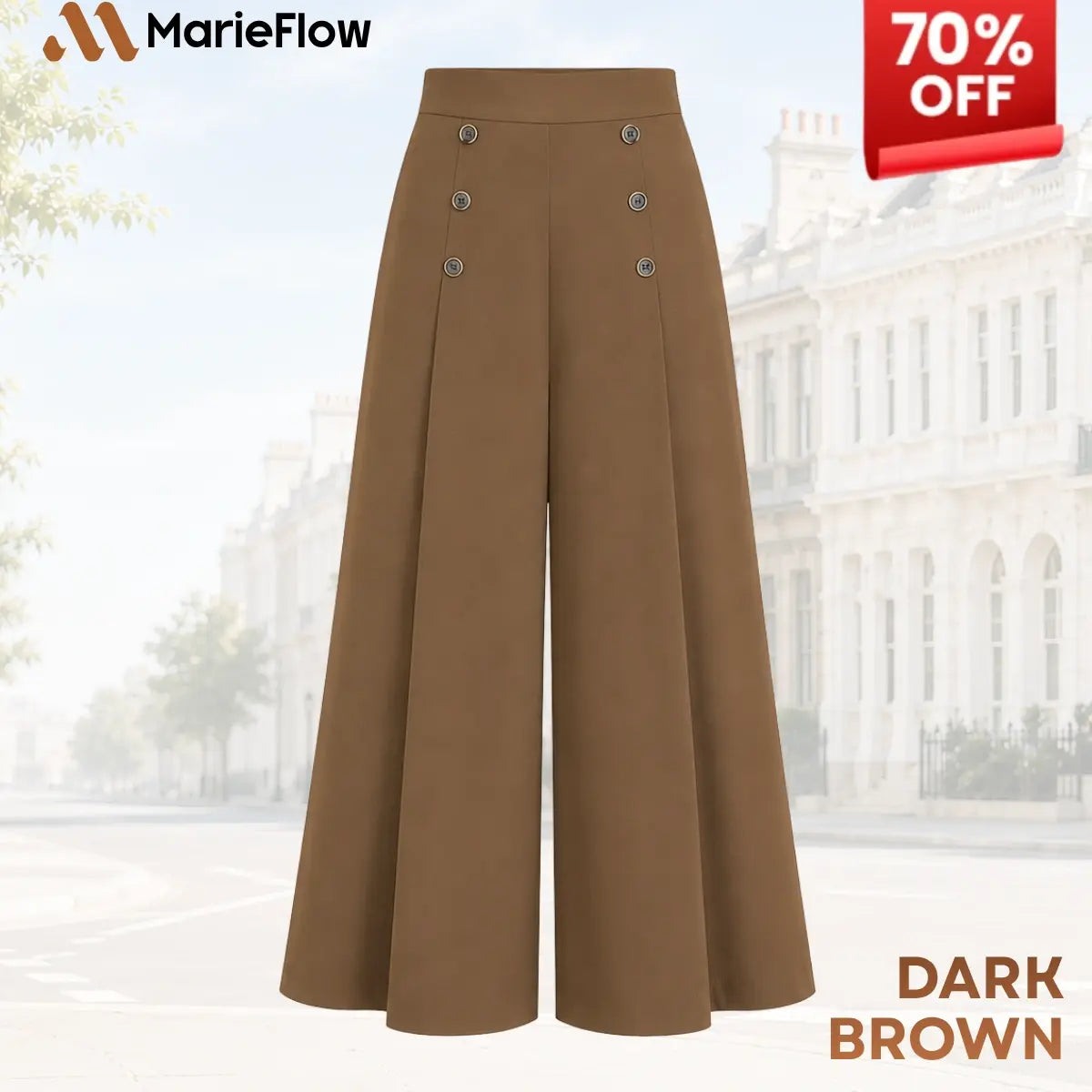 MarieFlow - Soft Flowy High-Waist Women's Airy Skirt-Look Culotte Pants