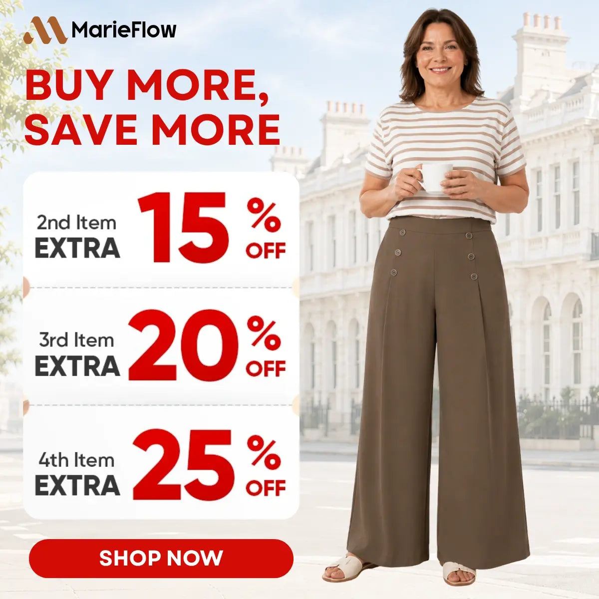 MarieFlow - Soft Flowy High-Waist Women's Airy Skirt-Look Culotte Pants