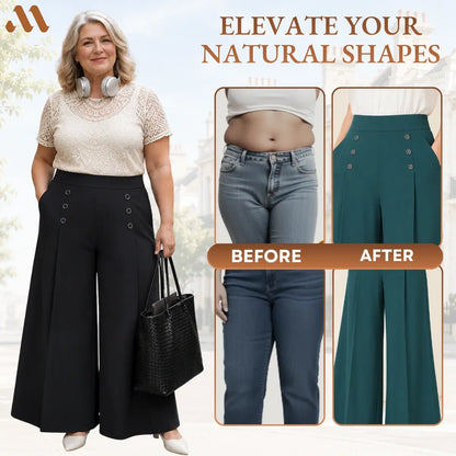 MarieFlow - Soft Flowy High-Waist Women's Airy Skirt-Look Culotte Pants