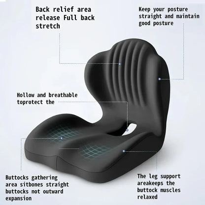 Ergonomic Memory Foam Seat Cushion with Lumbar Support – Pressure Relief, Height Boost, Universal Fit