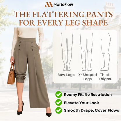 MarieFlow - Soft Flowy High-Waist Women's Airy Skirt-Look Culotte Pants