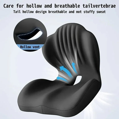 Ergonomic Memory Foam Seat Cushion with Lumbar Support – Pressure Relief, Height Boost, Universal Fit