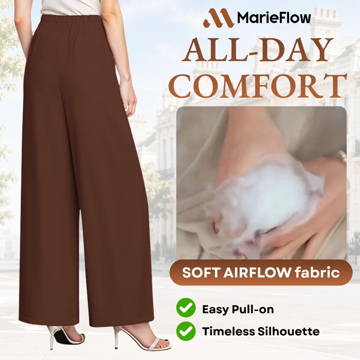 MarieFlow - Soft Flowy High-Waist Women's Airy Skirt-Look Culotte Pants