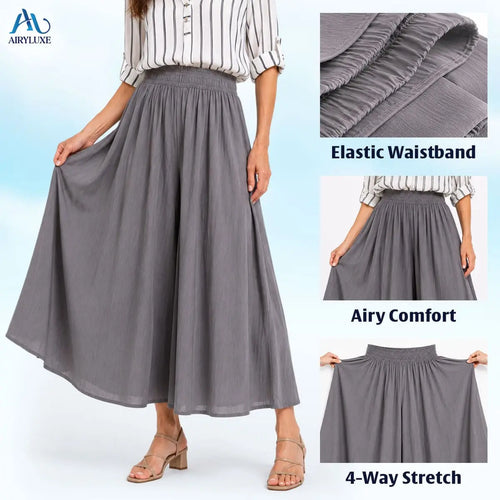 AiryLuxe - Women's Elegant Wide-Leg Skirt Pants