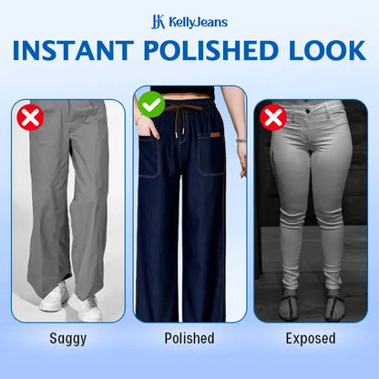 KellyJeans - Women’s Cooling Pull-On Stretch Denim Jeans – Lightweight Elastic Waist Comfort Fit