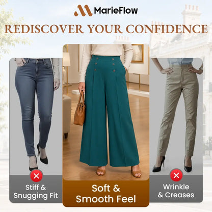 MarieFlow - Soft Flowy High-Waist Women's Airy Skirt-Look Culotte Pants