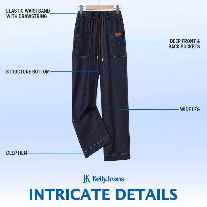 KellyJeans - Women’s Cooling Pull-On Stretch Denim Jeans – Lightweight Elastic Waist Comfort Fit