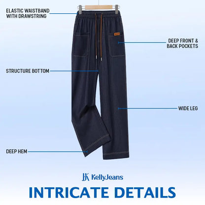 KellyJeans - Women’s Cooling Pull-On Stretch Denim Jeans – Lightweight Elastic Waist Comfort Fit