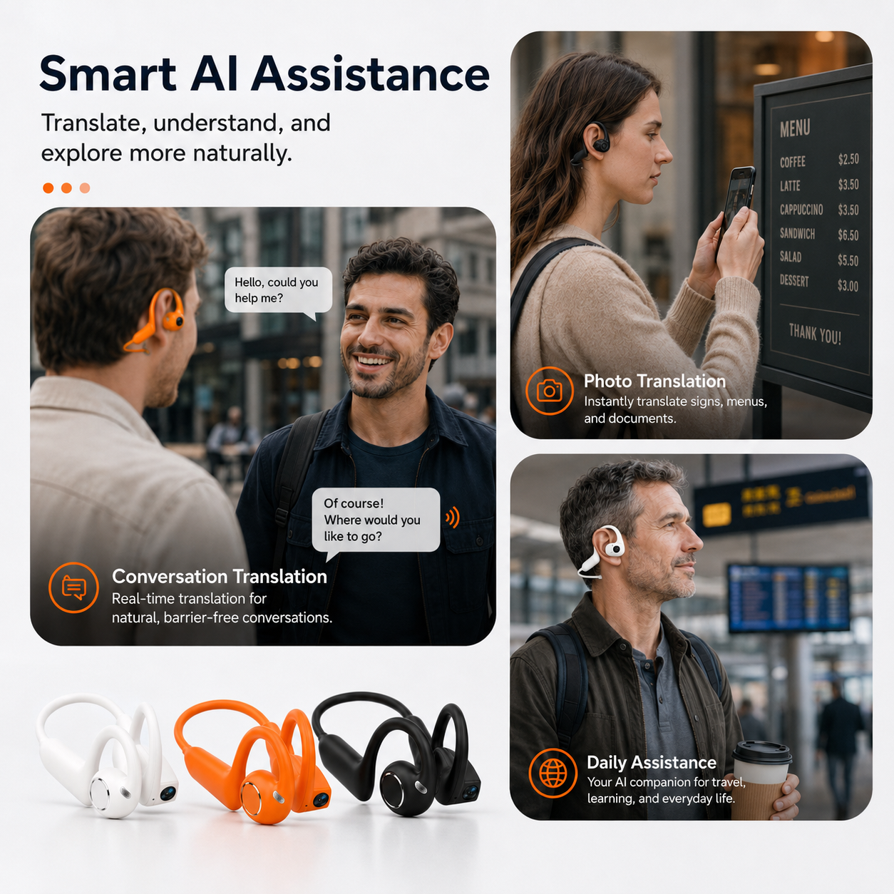 MNZ® VisionAir™ – E12 Pro Smart Bluetooth Headset with AI Camera (Apple/Android)