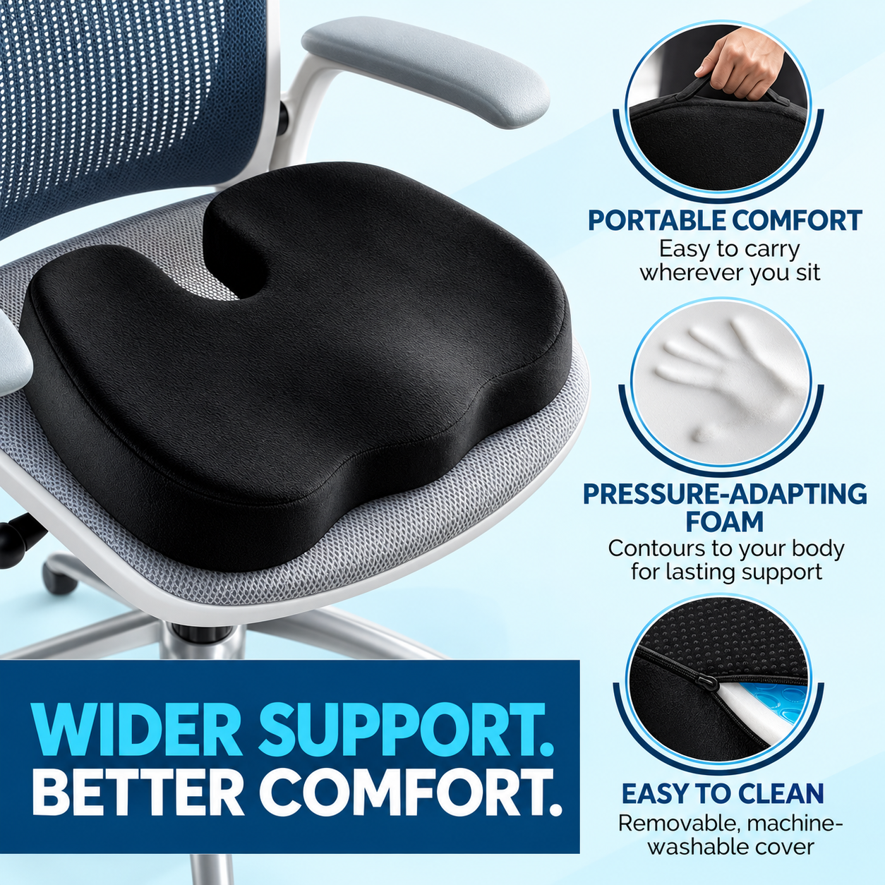 CloudRelief™ Cooling Gel Memory Foam Seat Cushion