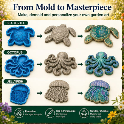 💥 LAST DAY 55% OFF - 🌊Reusable Ocean Garden Art Mold – DIY Stepping Stones