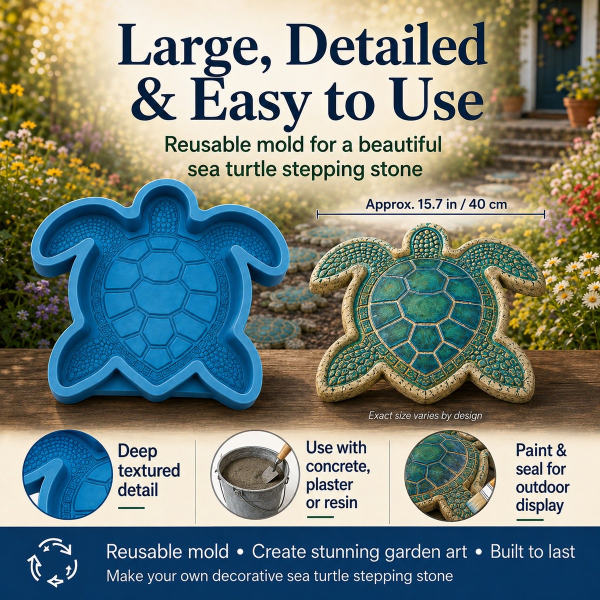 💥 LAST DAY 55% OFF - 🌊Reusable Ocean Garden Art Mold – DIY Stepping Stones