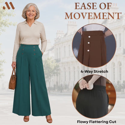 MarieFlow - Soft Flowy High-Waist Women's Airy Skirt-Look Culotte Pants