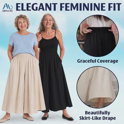 AiryLuxe - Women's Elegant Wide-Leg Skirt Pants