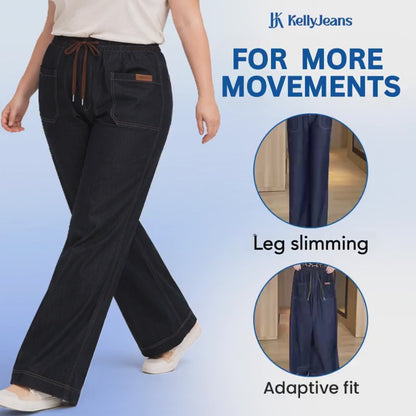 KellyJeans - Women’s Cooling Pull-On Stretch Denim Jeans – Lightweight Elastic Waist Comfort Fit