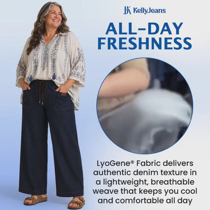 KellyJeans - Women’s Cooling Pull-On Stretch Denim Jeans – Lightweight Elastic Waist Comfort Fit