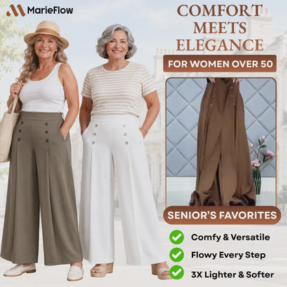 MarieFlow - Soft Flowy High-Waist Women's Airy Skirt-Look Culotte Pants