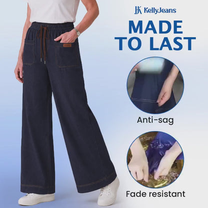 KellyJeans - Women’s Cooling Pull-On Stretch Denim Jeans – Lightweight Elastic Waist Comfort Fit