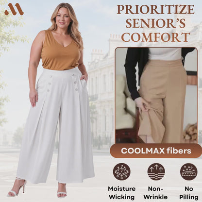 MarieFlow - Soft Flowy High-Waist Women's Airy Skirt-Look Culotte Pants